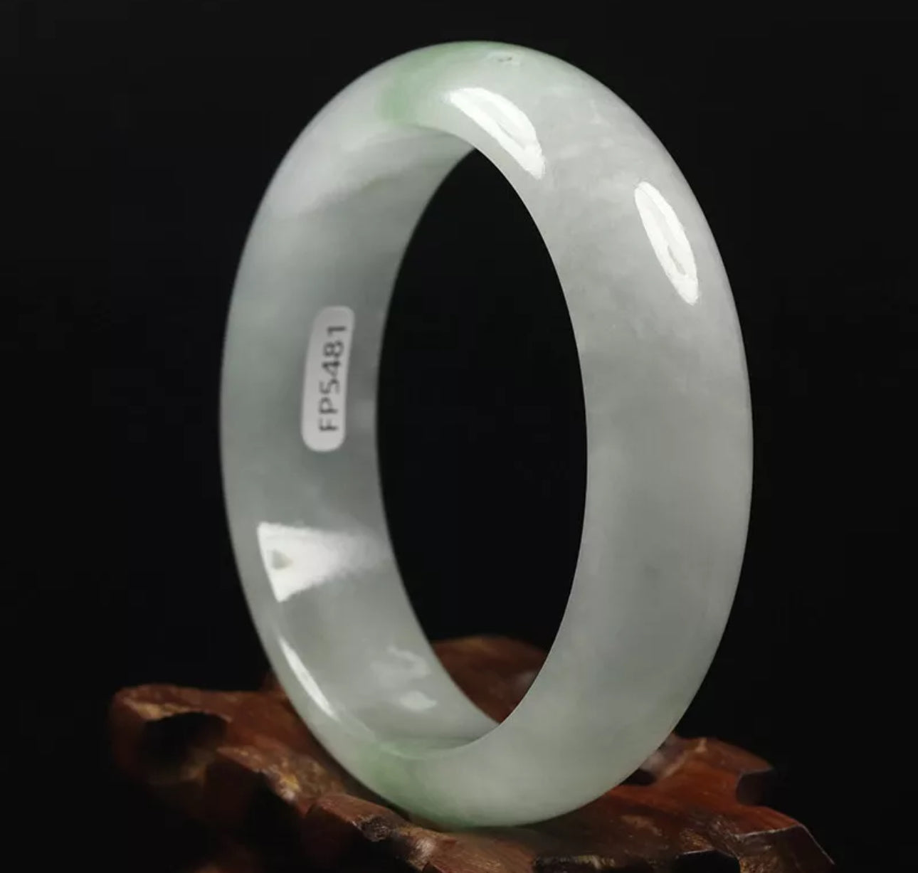 VINTAGE Large Jadeite White/Green Jade Bangle Size 60mm Y015 - JazzyJewelbyAmina 