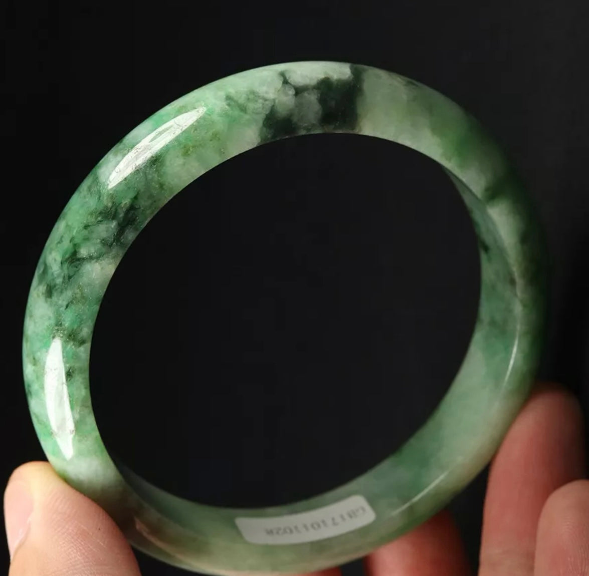 VINTAGE Large Jadeite Green Jade Bangle Certified Size 61.5mm L028 - JazzyJewelbyAmina 
