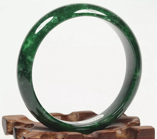 VINTAGE Small Jadeite Forest Green Jade Bangle Size 56mm L793 - JazzyJewelbyAmina 