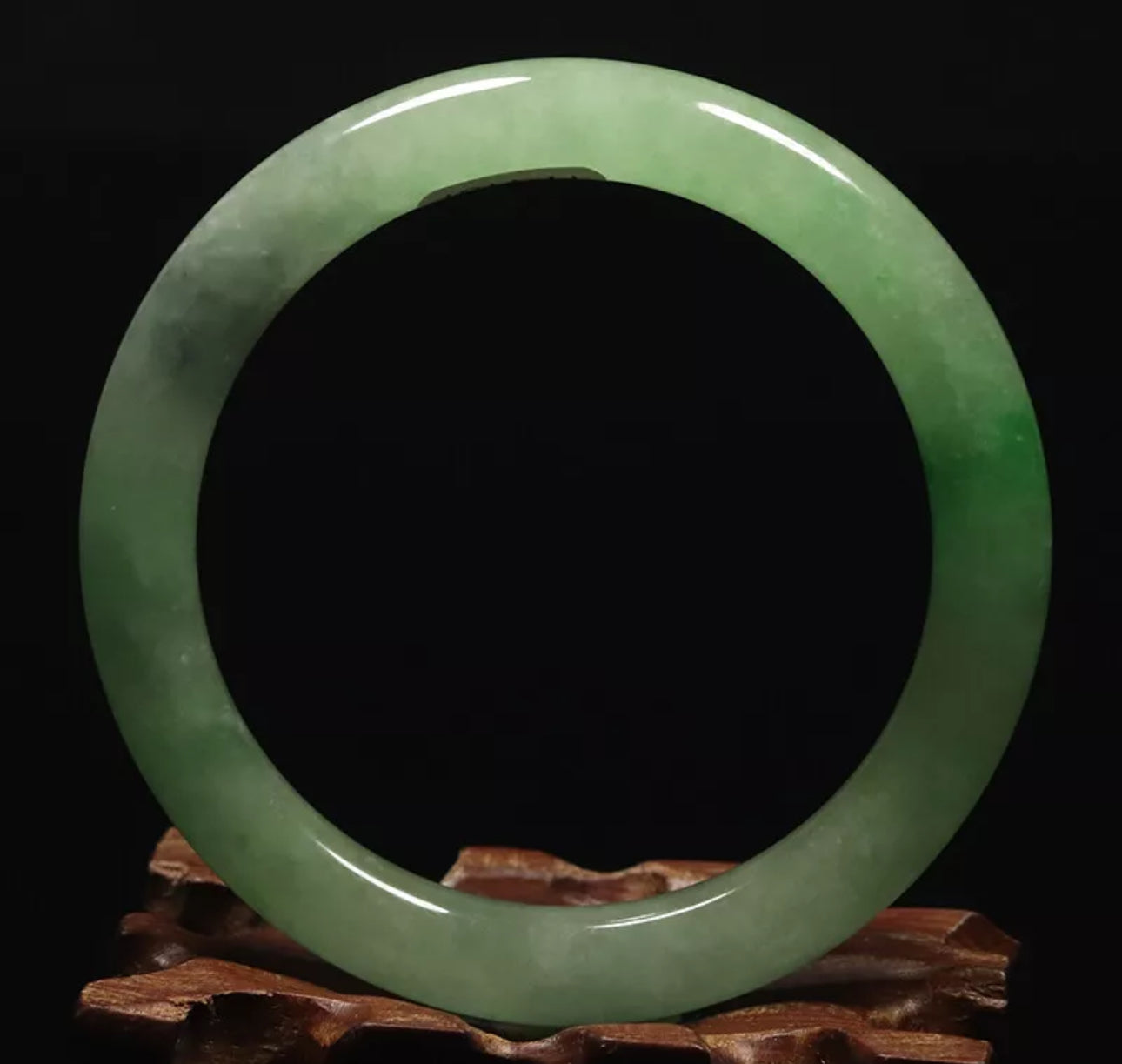 VINTAGE Medium Jadeite Green Jade Bangle Size 57mm Round Princess Cut M427 - JazzyJewelbyAmina 