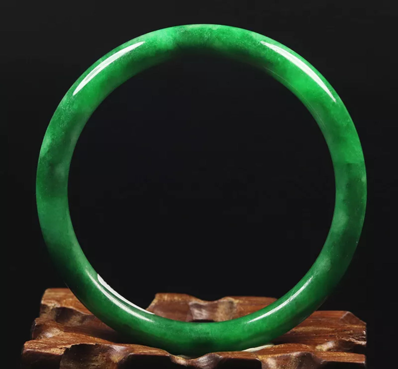 VINTAGE Small Jadeite Green Jade Bangle Round Princess Cut Size 56mm M829 Emerald Green! - JazzyJewelbyAmina 