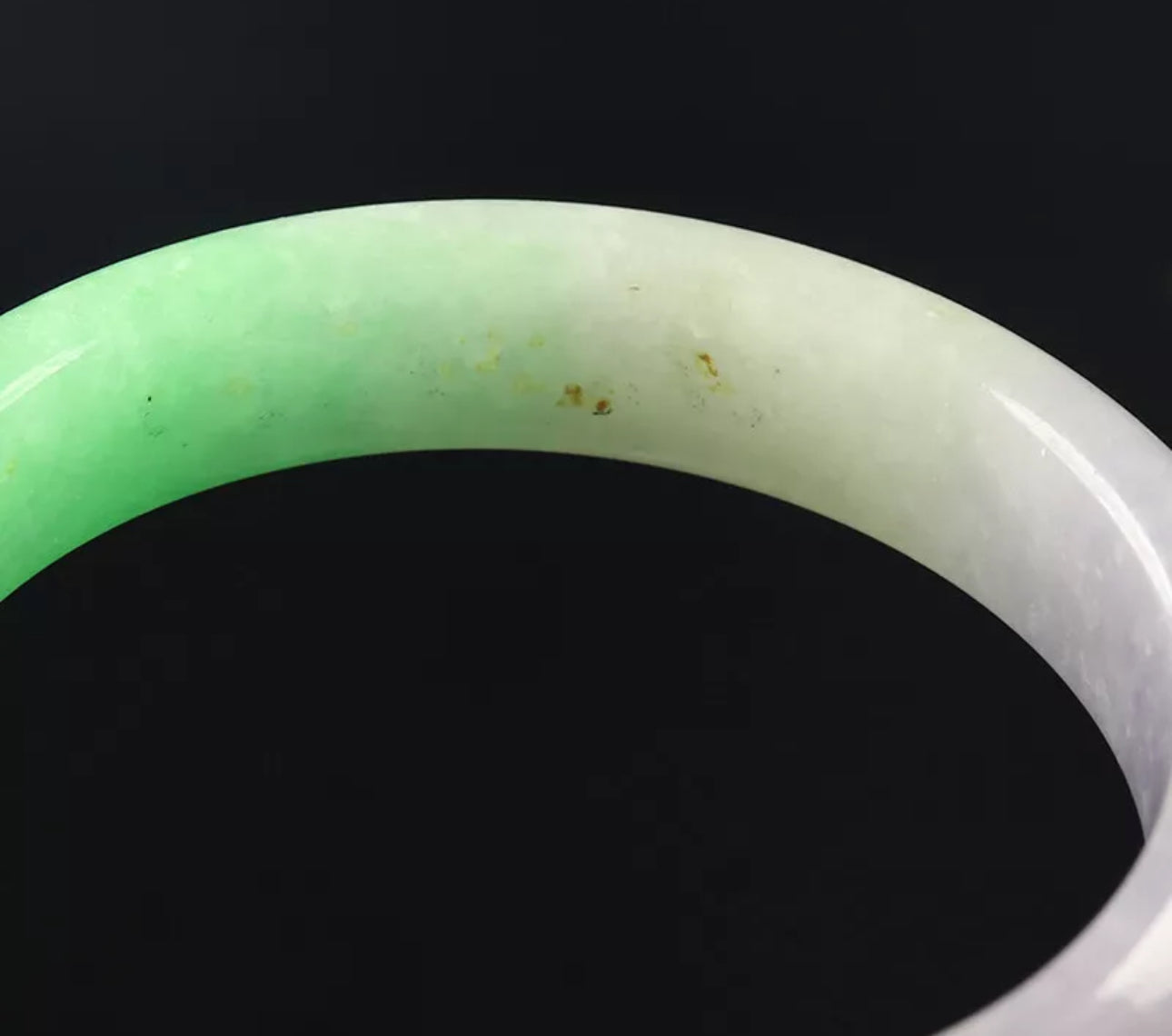 VINTAGE Medium Jadeite Green/Lavender Jade Bangle Size 59mm D531 - JazzyJewelbyAmina 