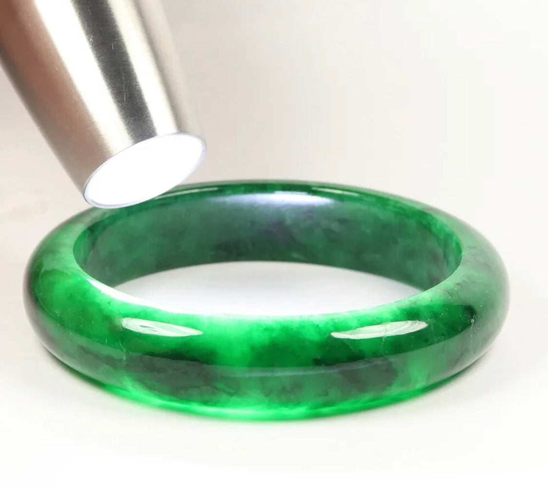 VINTAGE Medium Jadeite Green Jade Bangle Size 58mm F761 - JazzyJewelbyAmina 