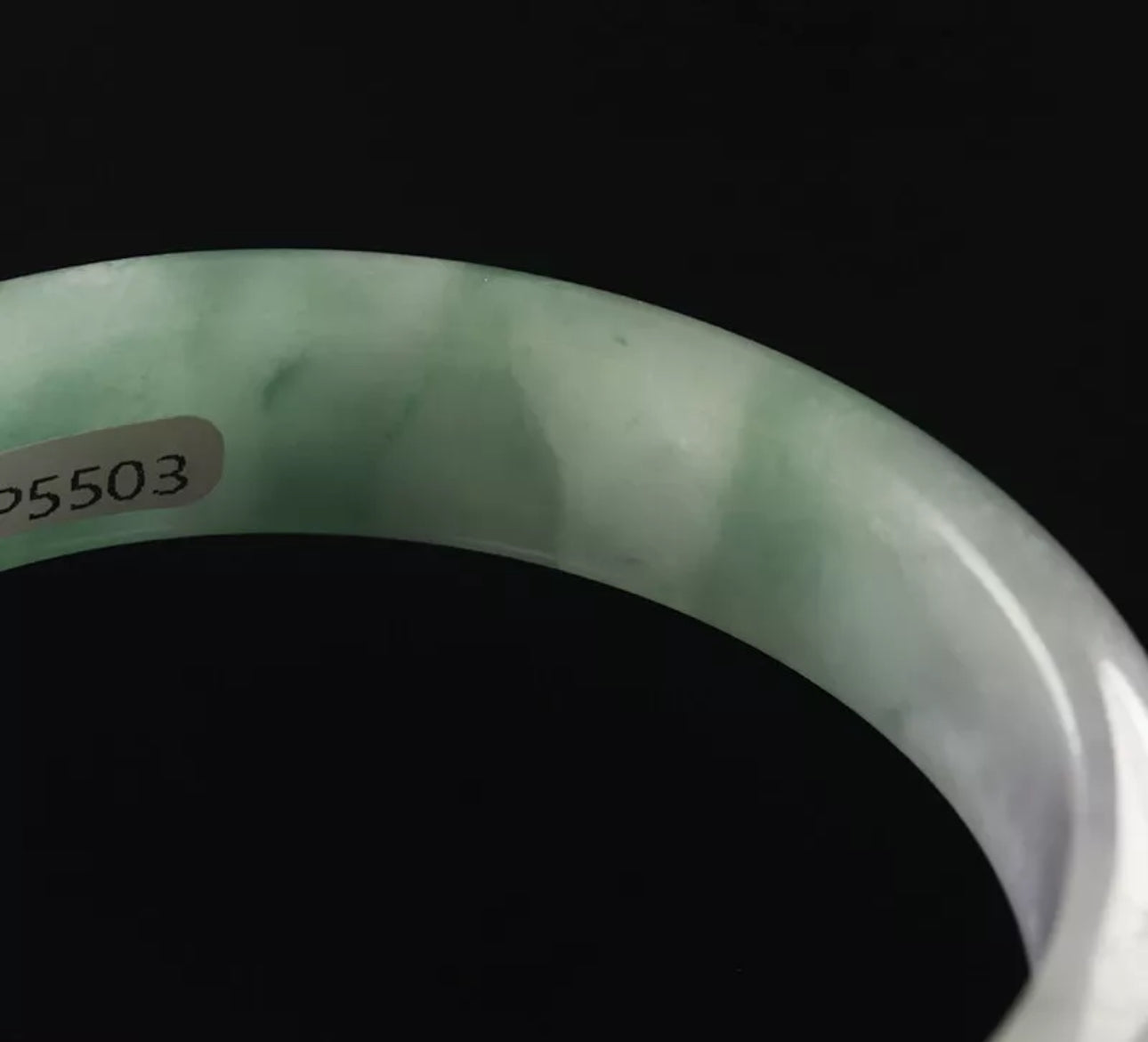 VINTAGE Medium Jadeite Green/White Jade Bangle Size 59mm O1059 - JazzyJewelbyAmina 