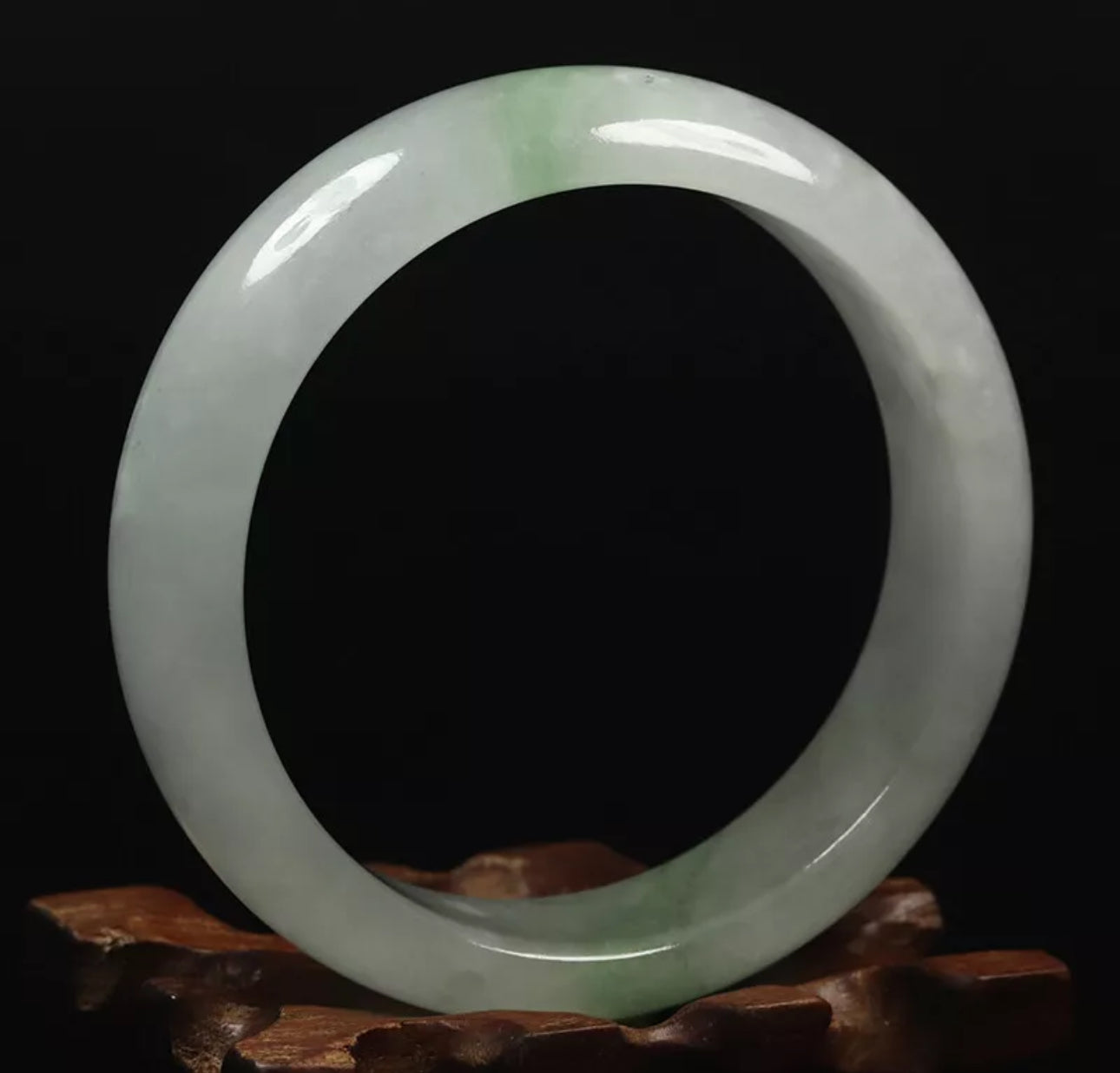 VINTAGE Large Jadeite Green/White Jade Bangle Size 60mm O1015 - JazzyJewelbyAmina 