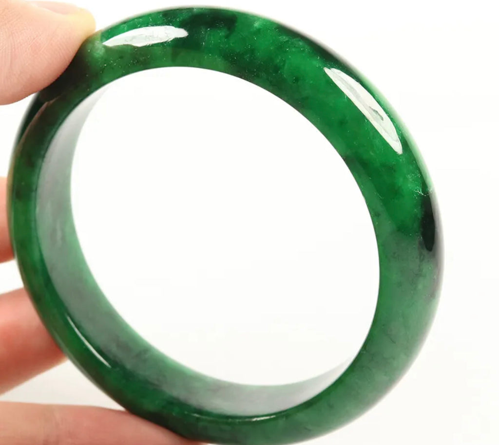 VINTAGE Medium Jadeite Green Jade Bangle Size 58mm F761 - JazzyJewelbyAmina 