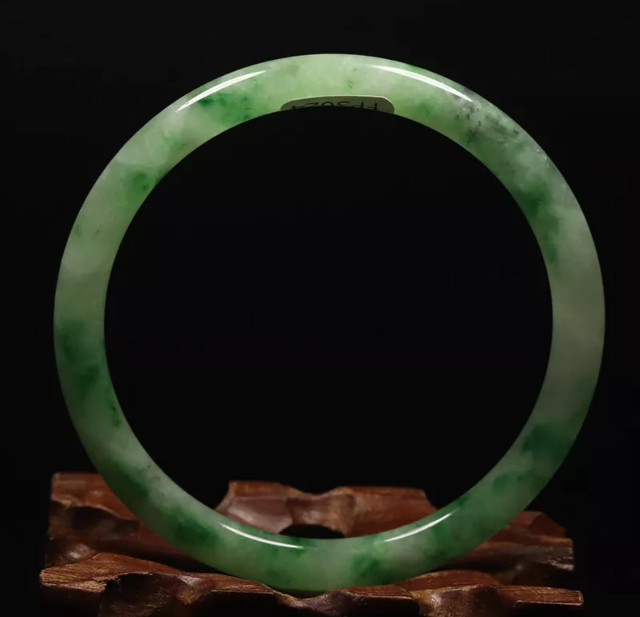 VINTAGE Medium Jadeite Green Jade Bangle Size 59mm Round Princess Thin Cut U301 - JazzyJewelbyAmina 