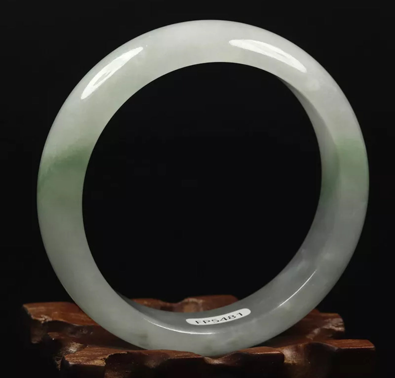 VINTAGE Large Jadeite White/Green Jade Bangle Size 60mm Y015 - JazzyJewelbyAmina 