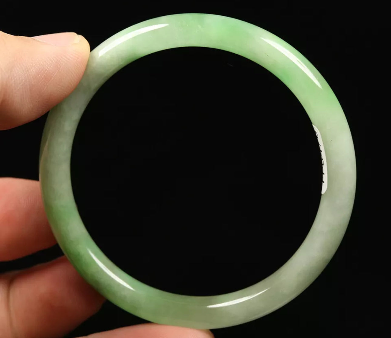 VINTAGE Small Jadeite Green/White Jade Bangle Size 55mm Round Princess Cut J009 - JazzyJewelbyAmina 