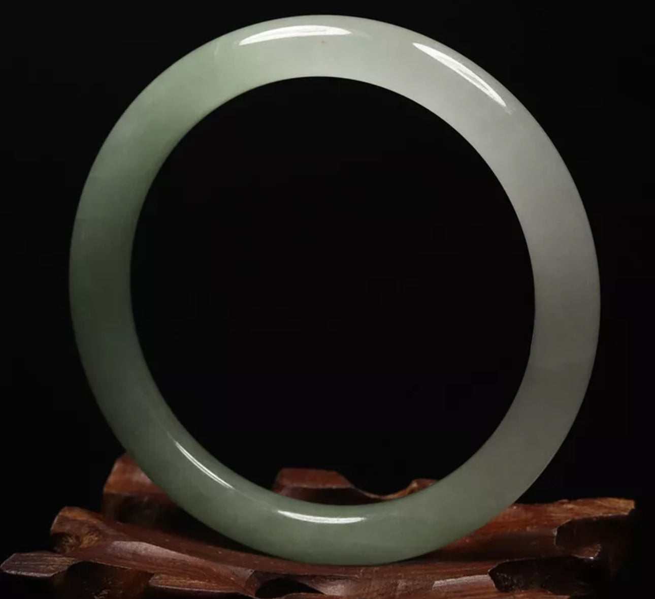 VINTAGE Small Jadeite Green Jade Bangle Size 56mm Round Princess Cut O279 - JazzyJewelbyAmina 