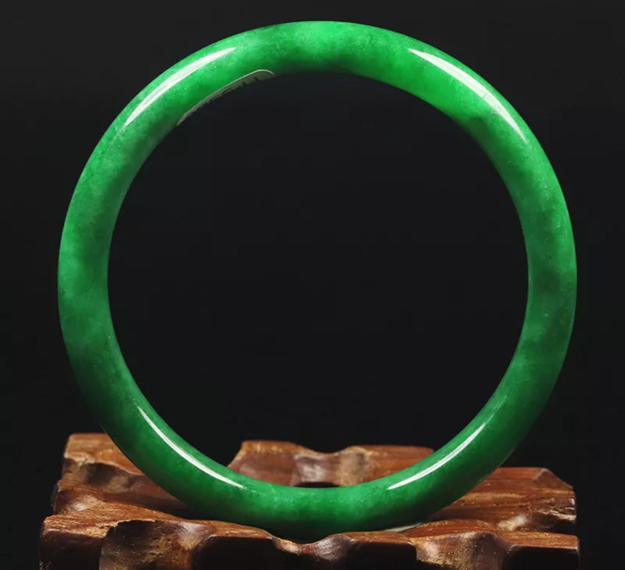 VINTAGE Small Jadeite Green Jade Bangle Round Princess Cut Size 56mm M829 Emerald Green! - JazzyJewelbyAmina 