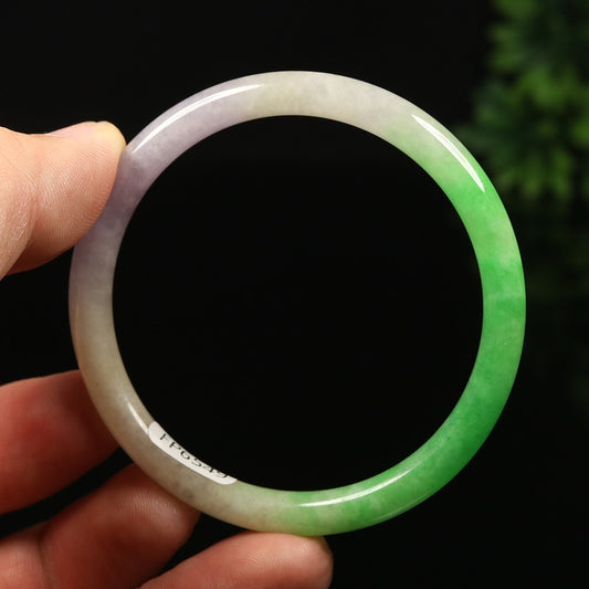VINTAGE XS Jadeite Green/Lavender Jade Bangle Size 54 mm Round Princess Cut D151 - JazzyJewelbyAmina 
