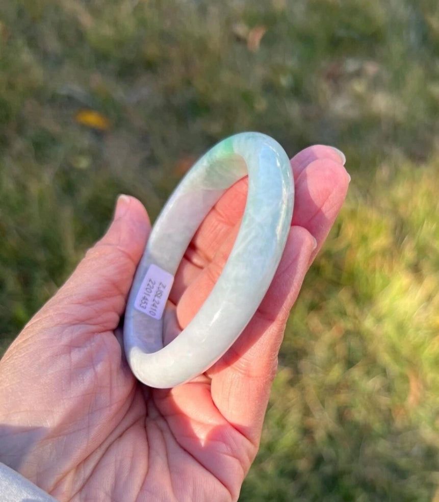 VINTAGE GIA Certified Green/Lavender Jade Bangle Size 56 mm J453 - JazzyJewelbyAmina 