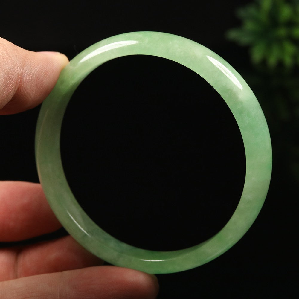 VINTAGE Medium Jadeite Green Jade Bangle Size 59mm A911 - JazzyJewelbyAmina 