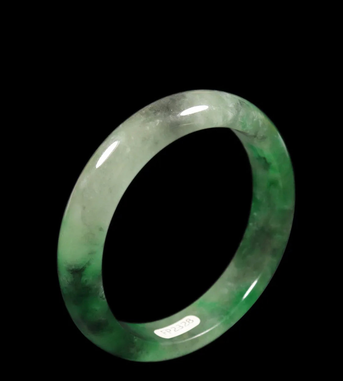 VINTAGE Medium Jadeite Green/White/Black Jade Size 58.5mm F709 - JazzyJewelbyAmina 
