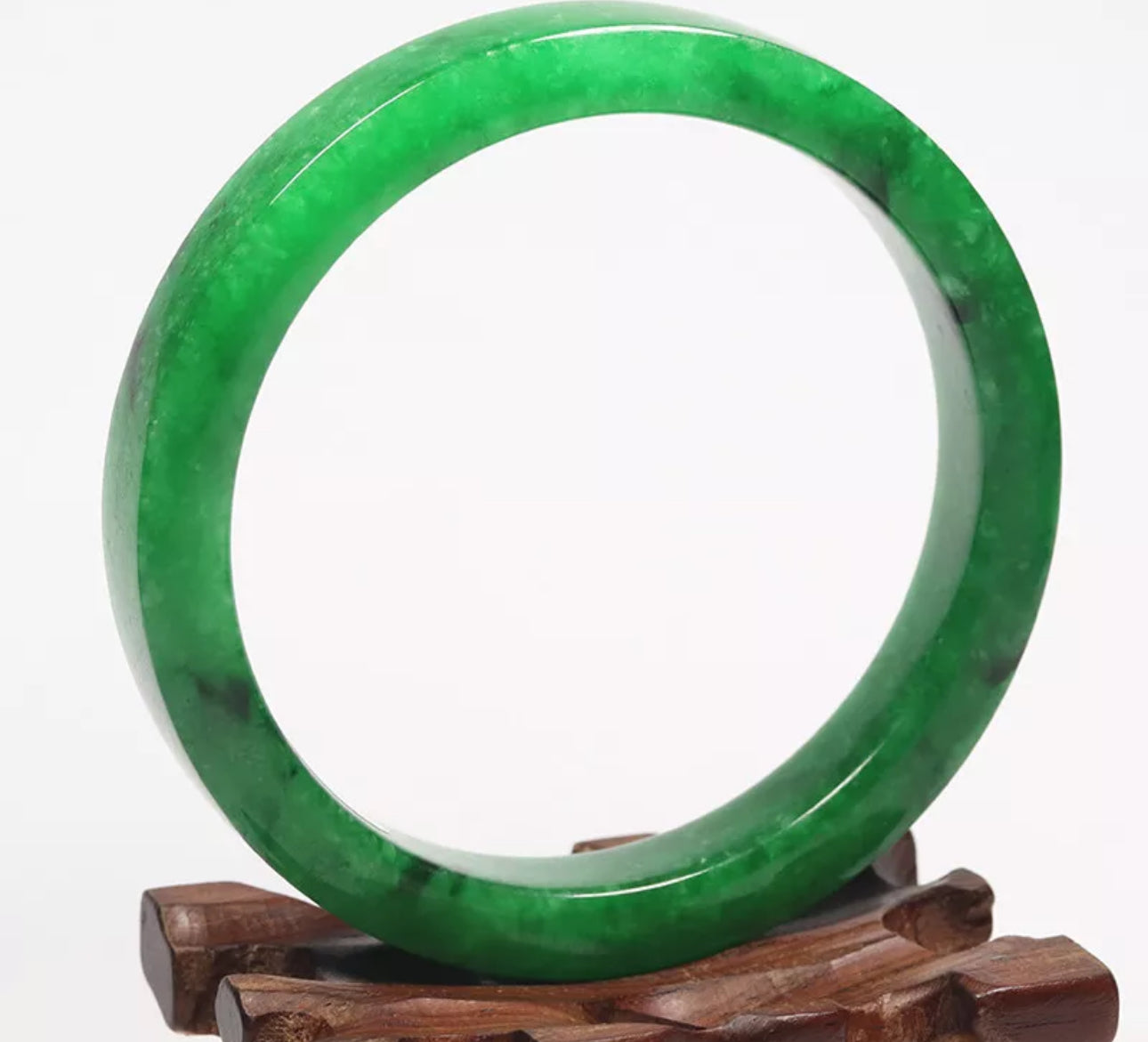 VINTAGE XXL Jadeite Emerald Green Jade A bangle Square Cut Size 67mm N907 - JazzyJewelbyAmina 