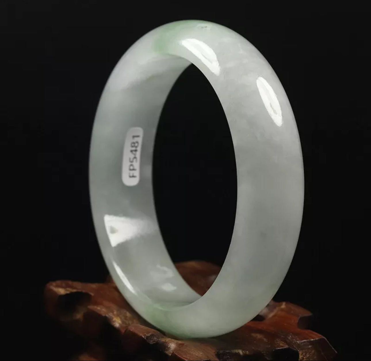 VINTAGE Large Jadeite Green/White Jade Bangle Size 60mm O1015 - JazzyJewelbyAmina 