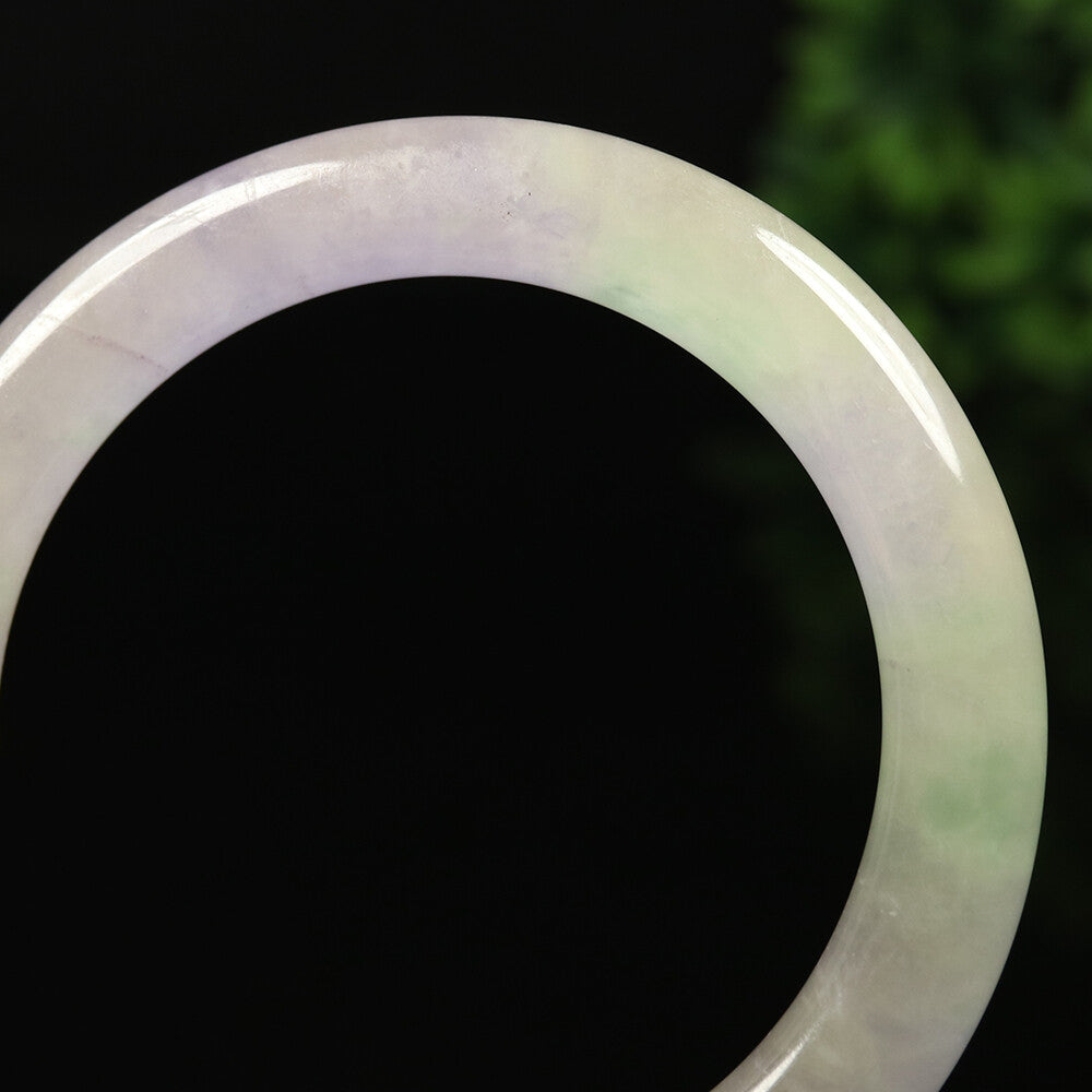 VINTAGE Large Jadeite Green White Lavender Jade Bangle Size 61mm A335 - JazzyJewelbyAmina 