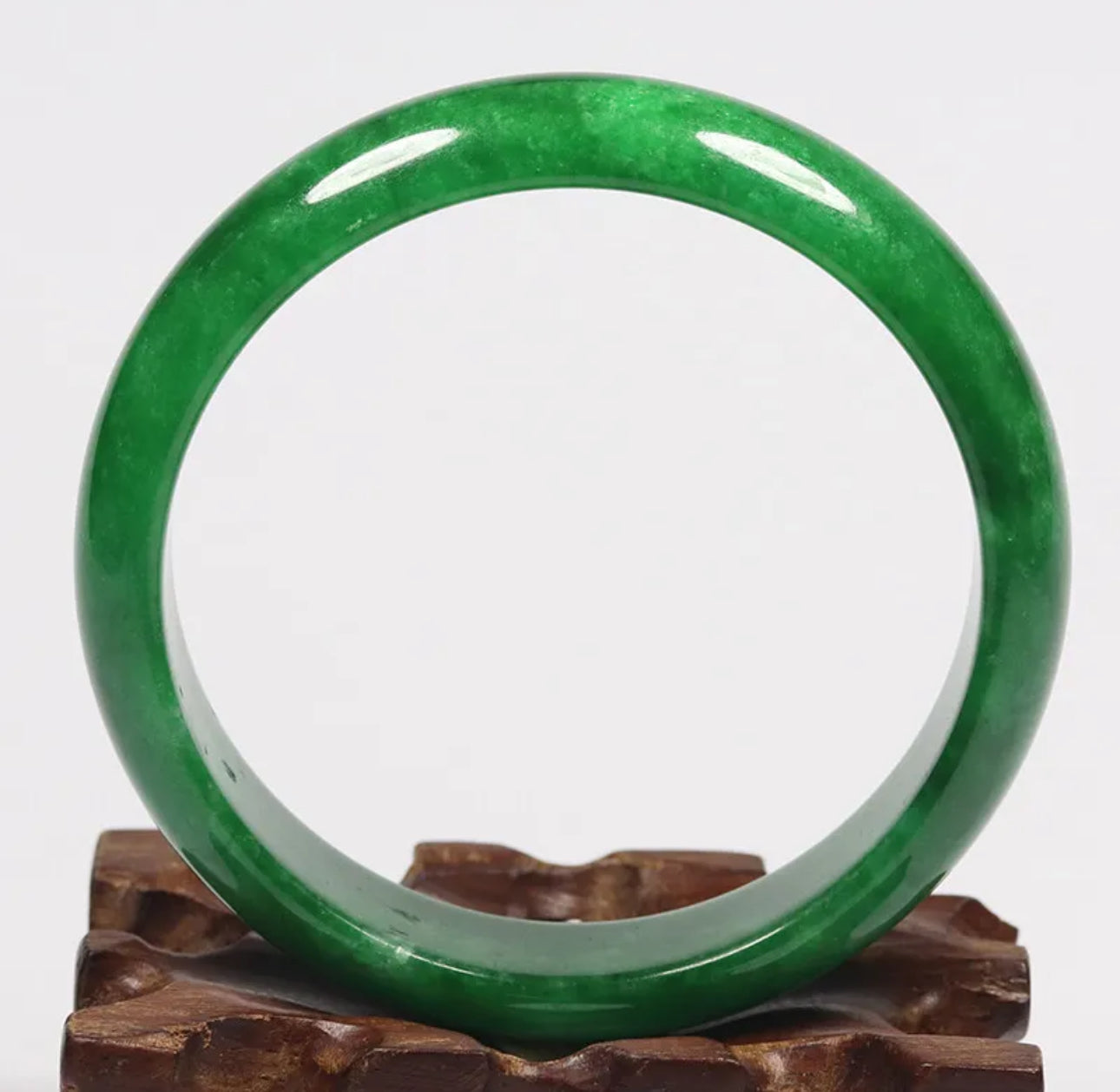 VINTAGE Medium Jadeite Green Jade Bangle Size 59mm A179 Emerald Green Jade! - JazzyJewelbyAmina 