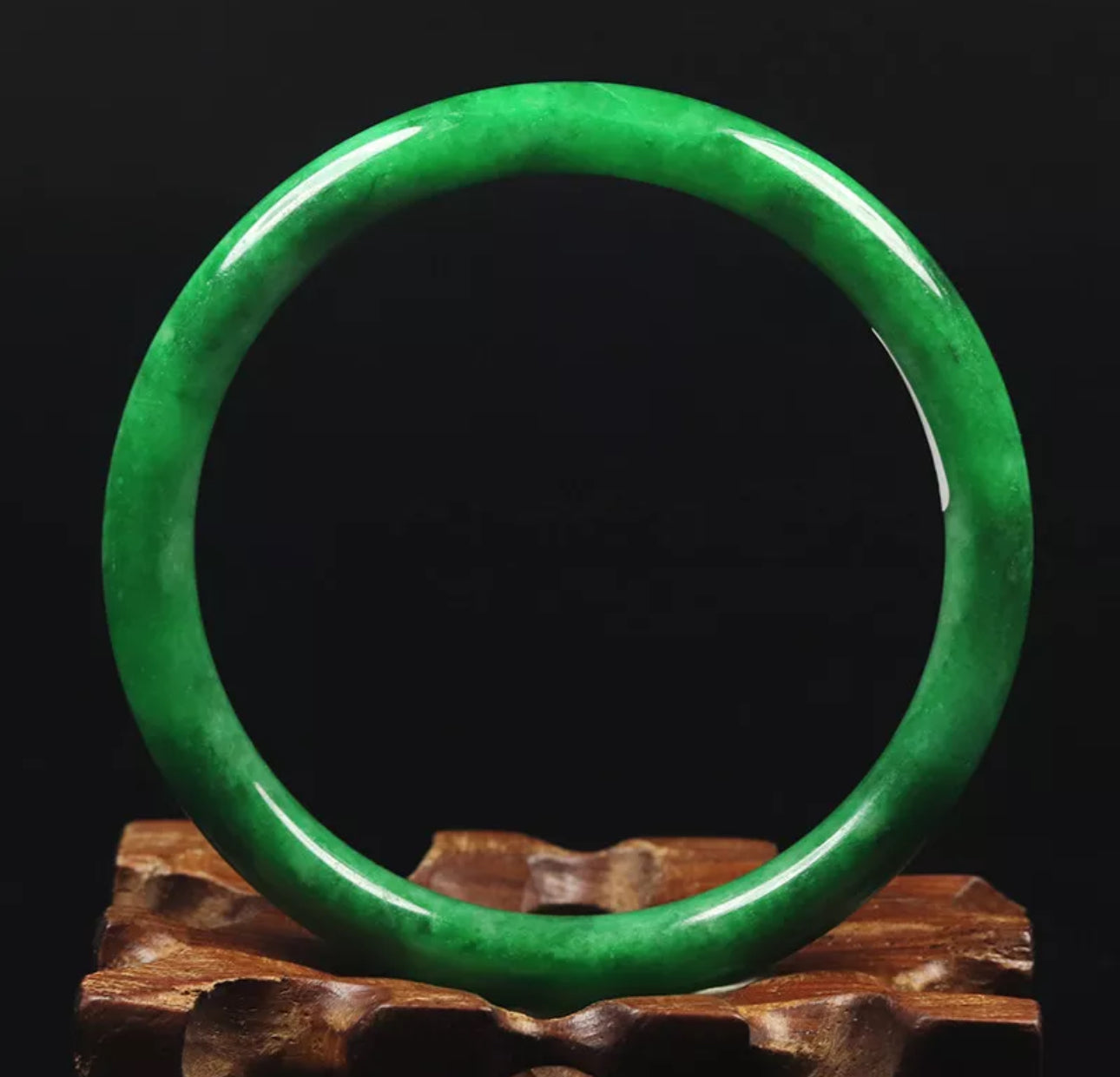 VINTAGE Small Jadeite Green Jade Bangle Round Princess Cut Size 56mm M829 Emerald Green! - JazzyJewelbyAmina 