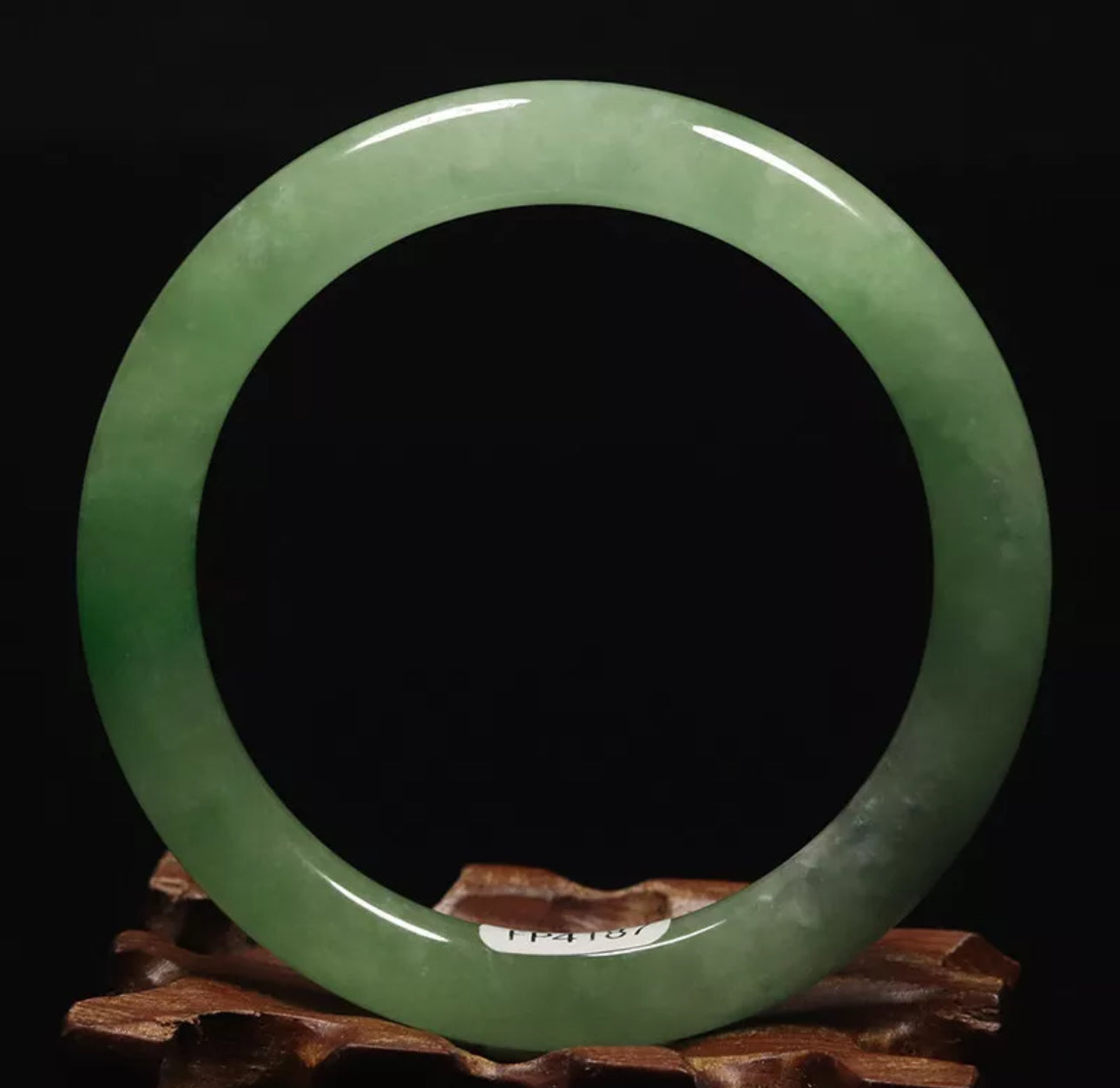 VINTAGE Medium Jadeite Green Jade Bangle Size 57mm Round Princess Cut M427 - JazzyJewelbyAmina 