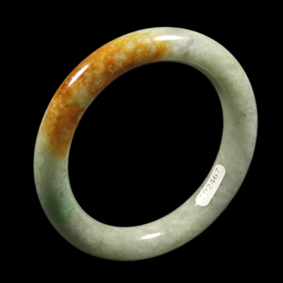VINTAGE Medium Jadeite Green/Brown Jade Bangle Size 58mm F987 - JazzyJewelbyAmina 