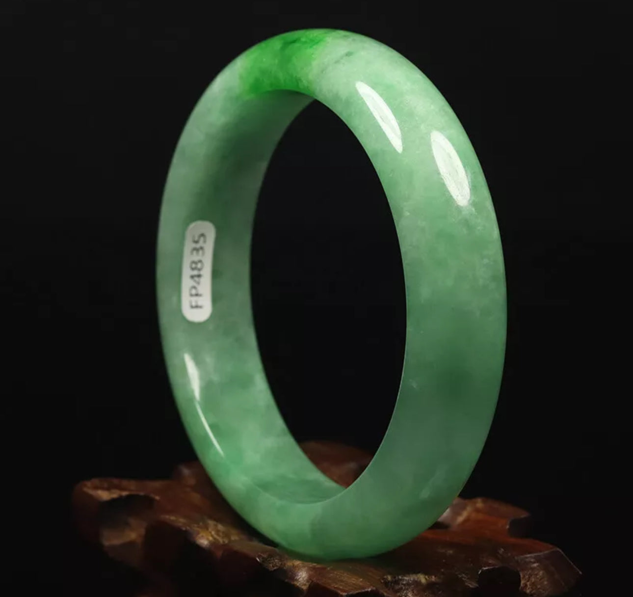 VINTAGE Medium Jadeite Green Jade Bangle Size 58mm Pop Green Jade! N723 - JazzyJewelbyAmina 