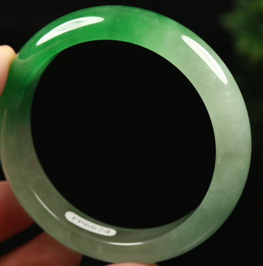 VINTAGE Small Jadeite Green Jade Bangle Size 56mm Unique Ombré Jade A041