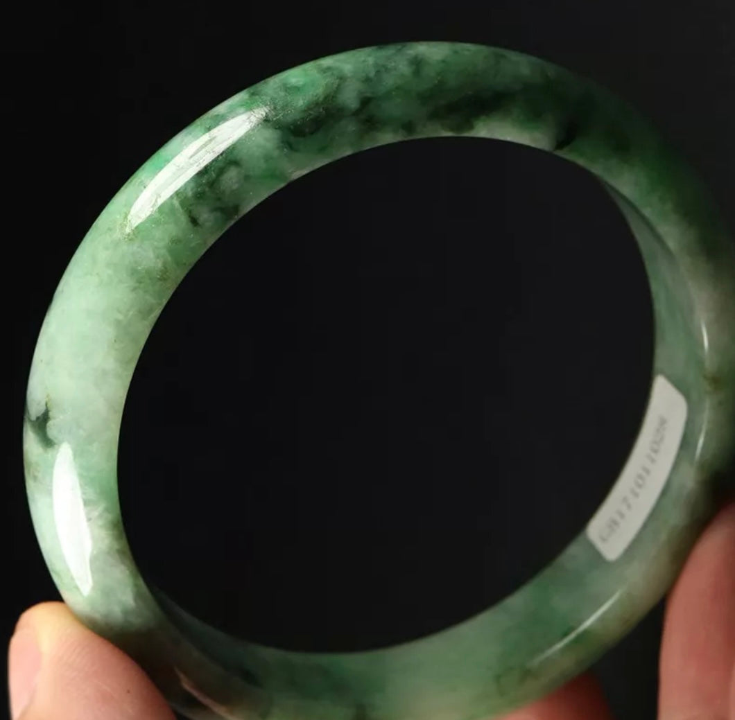 VINTAGE Large Jadeite Green Jade Bangle Certified Size 61.5mm L028 - JazzyJewelbyAmina 