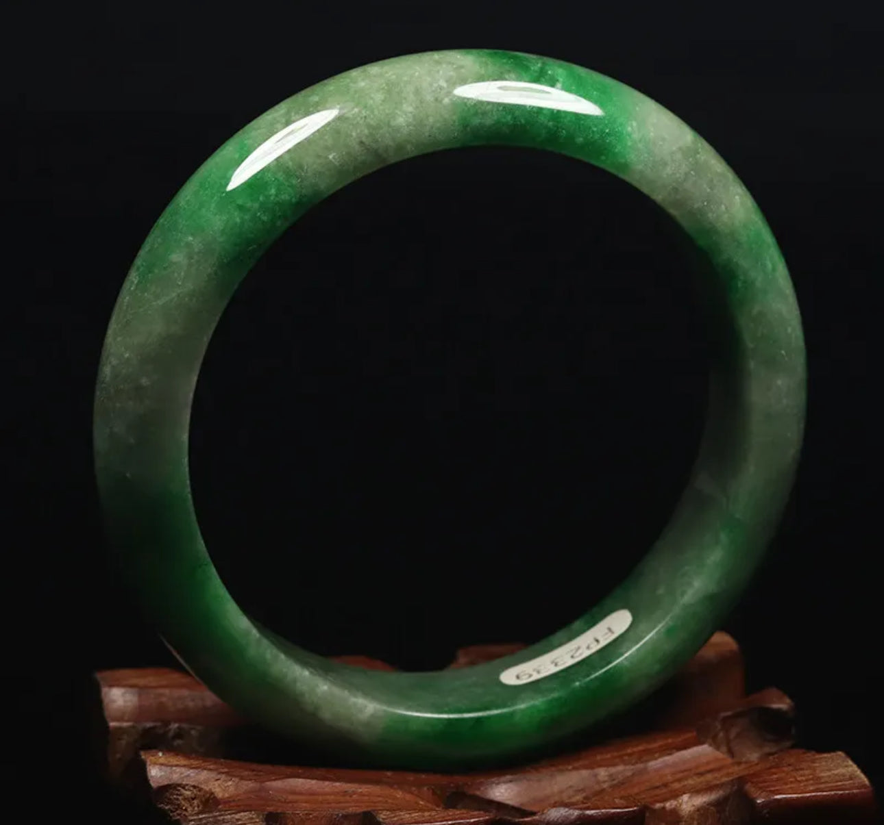VINTAGE Medium Jadeite Green Jade Bangle from Burma - Size 58.5mm M731 - JazzyJewelbyAmina 