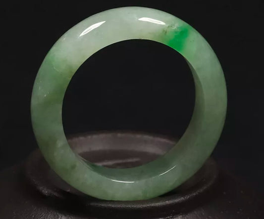 VINTAGE Medium Jadeite Green Jade Ring Certified Size 7.75 mm US R527 - JazzyJewelbyAmina 