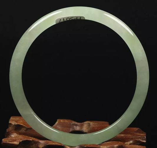 VINTAGE Medium Jadeite Green Icy Jade Bangle Size 57mm Round Princess Cut U087 - JazzyJewelbyAmina 
