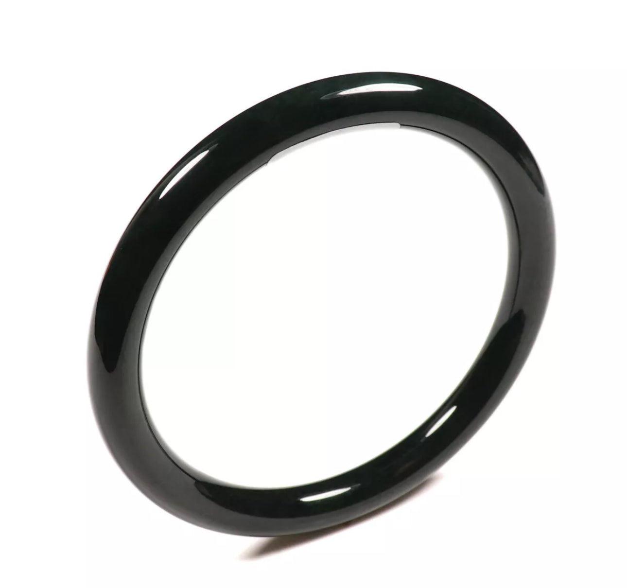 VINTAGE Large Hetian Nephrite Black Jade Size 61mm Certified N85 - JazzyJewelbyAmina 