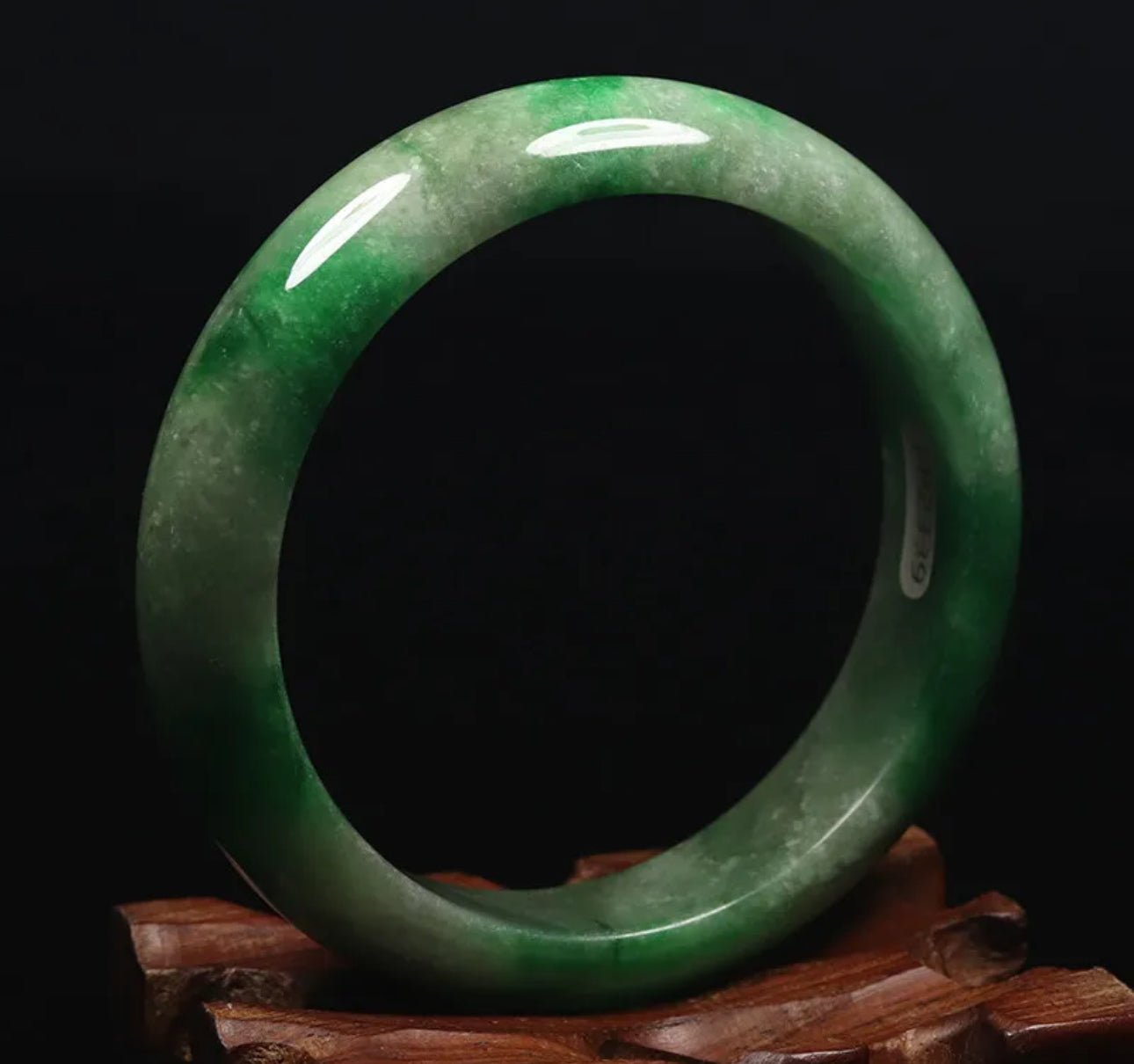 VINTAGE Medium Jadeite Green Jade Bangle from Burma - Size 58.5mm M731 - JazzyJewelbyAmina 