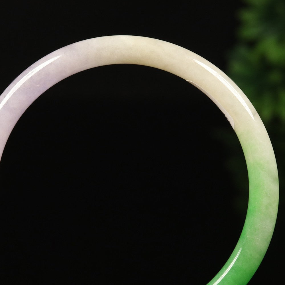 VINTAGE XS Jadeite Green/Lavender Jade Bangle Size 54 mm Round Princess Cut D151 - JazzyJewelbyAmina 