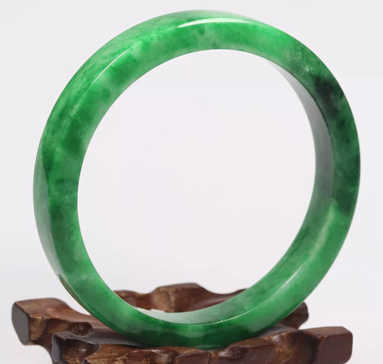VINTAGE XXL Jadeite Green Jade Bangle Size 67mm L948 - JazzyJewelbyAmina 