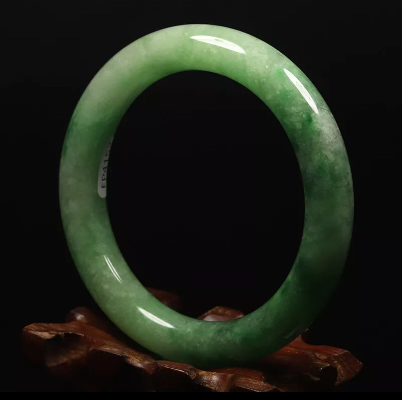 VINTAGE Medium Jadeite Green Jade Bangle Size 59mm D357 - JazzyJewelbyAmina 