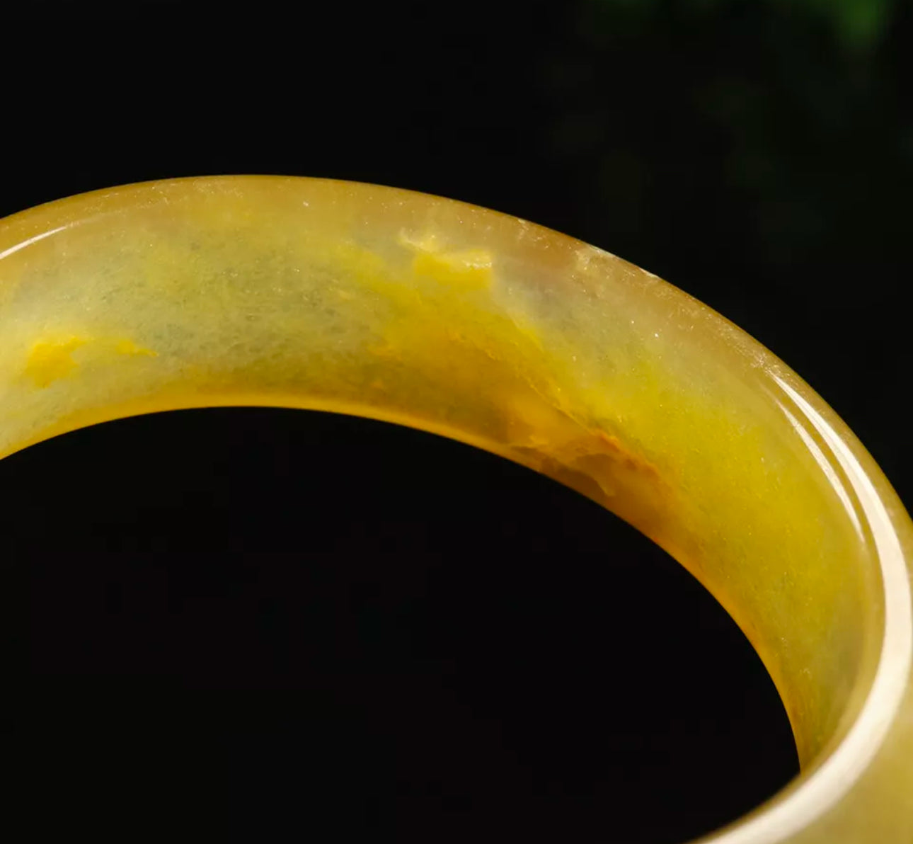 VINTAGE Large Jadeite Brown/Yellow Jade Bangle Size 60mm D755 - JazzyJewelbyAmina 