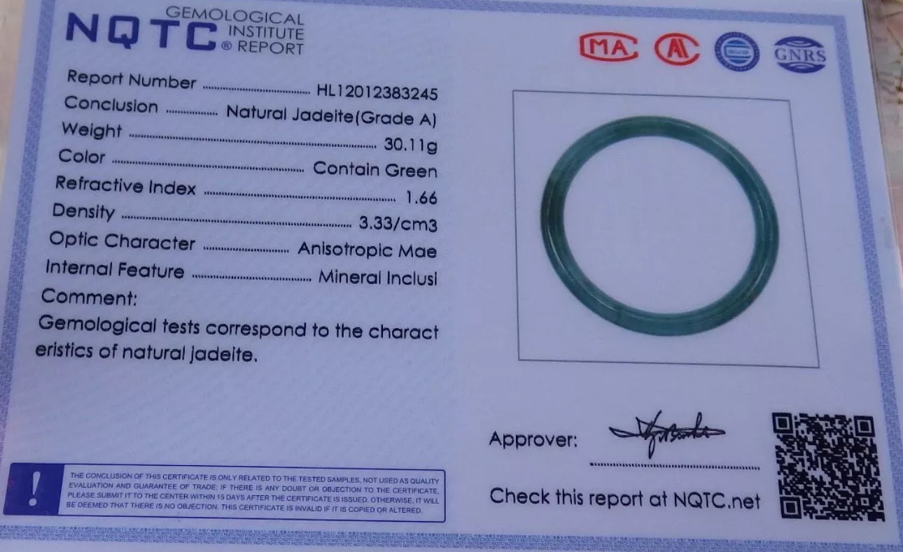 VINTAGE Medium Jadeite Green Jade Bangle Certified Size 58.5mm Round Princess Cut S796 - JazzyJewelbyAmina 