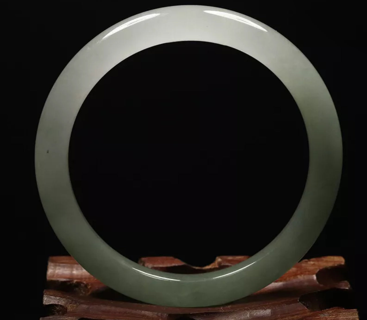 VINTAGE Small Jadeite Green Jade Bangle Size 56mm Round Princess Cut O279 - JazzyJewelbyAmina 