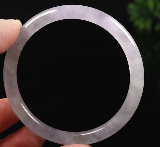 VINTAGE Medium Jadeite Lavender Jade Bangle Size 58MM Round Princess Thin Cut S127 - JazzyJewelbyAmina 
