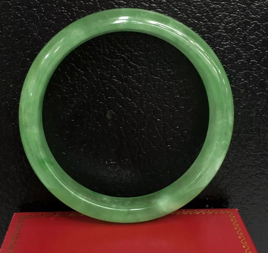 VINTAGE Large Jadeite Green Jade Bangle Size 60mm Grade A Jade G809 - JazzyJewelbyAmina 