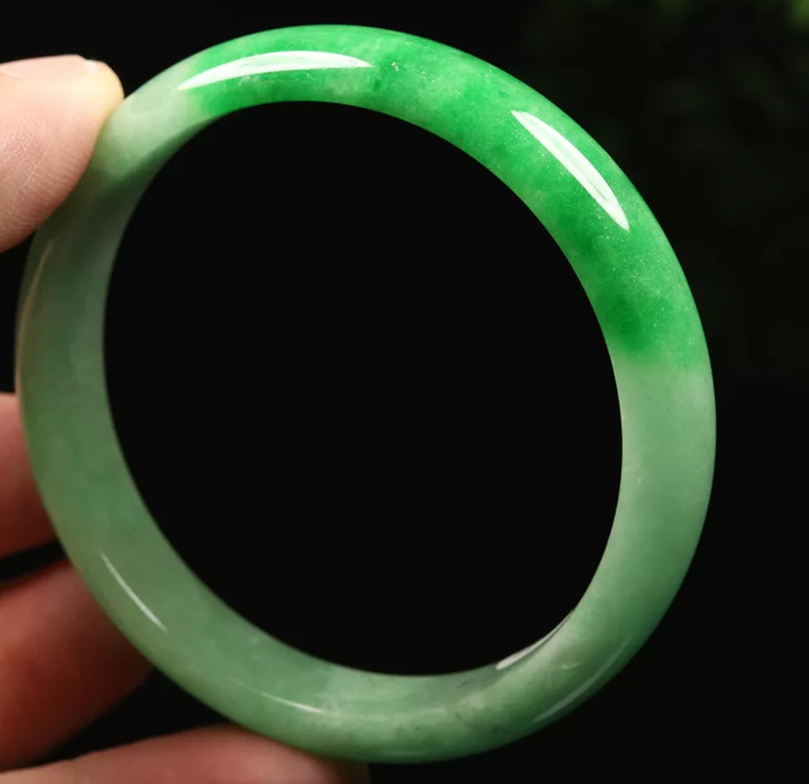 VINTAGE Small Jadeite Green Jade Bangle Size 56mm S729 - JazzyJewelbyAmina 