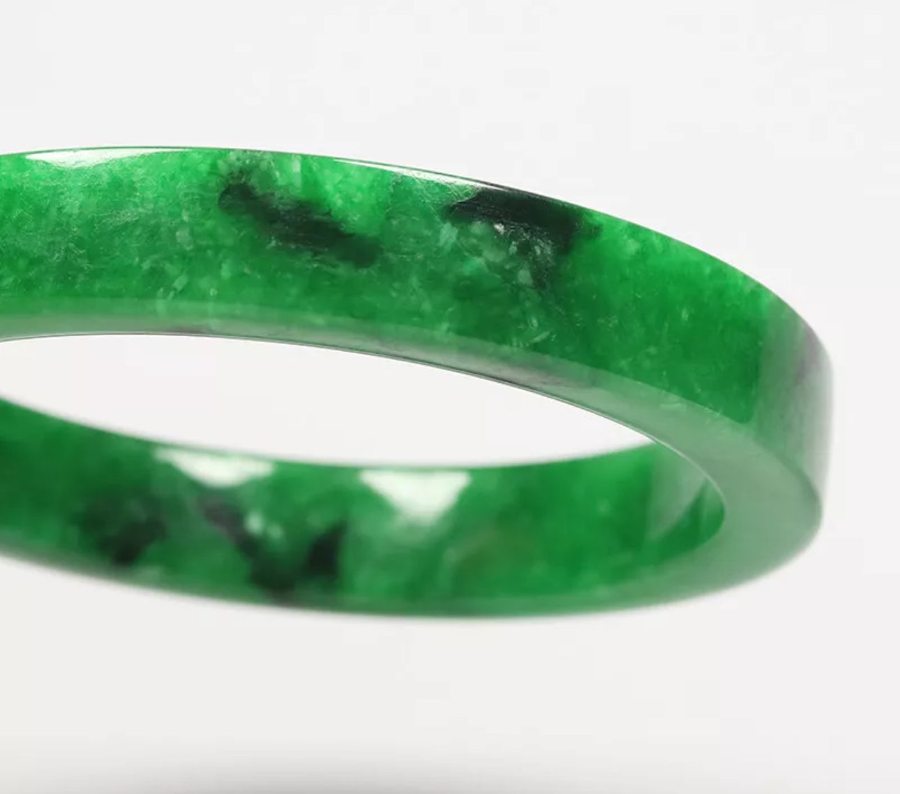 VINTAGE XXL Jadeite Emerald Green Jade A bangle Square Cut Size 67mm N907 - JazzyJewelbyAmina 