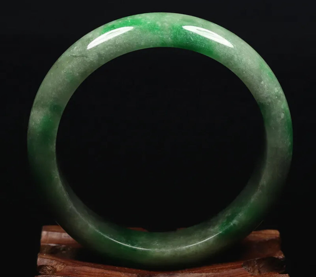 VINTAGE Medium Jadeite Green Jade Bangle from Burma - Size 58.5mm M731 - JazzyJewelbyAmina 