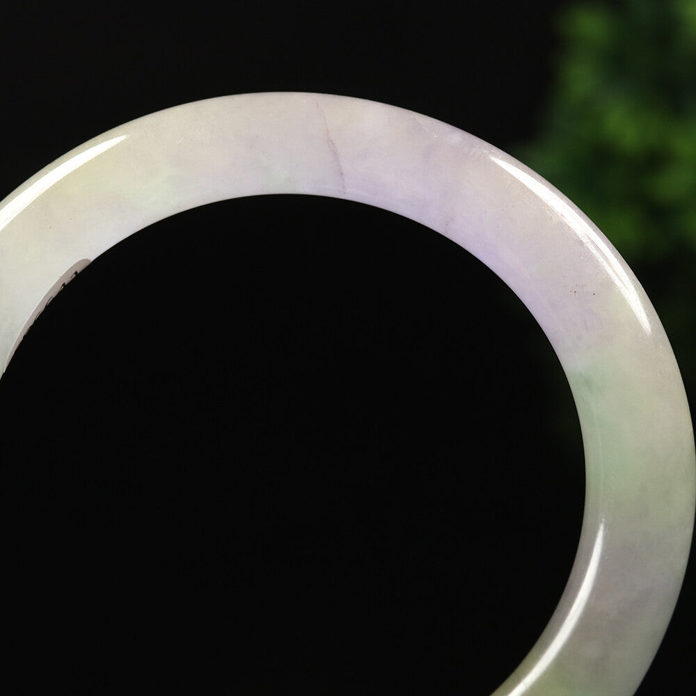 VINTAGE Large Jadeite Green White Lavender Jade Bangle Size 61mm A335 - JazzyJewelbyAmina 