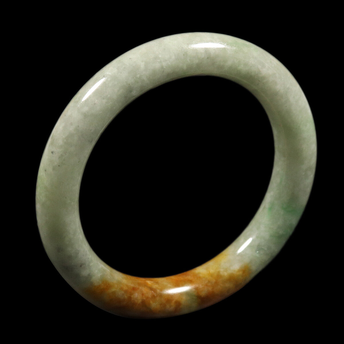 VINTAGE Medium Jadeite Green/Brown Jade Bangle Size 58mm F987 - JazzyJewelbyAmina 