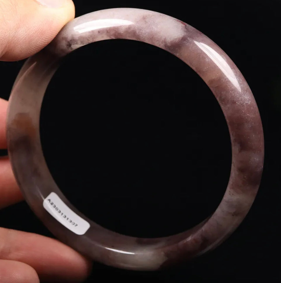 VINTAGE XL Jadeite Lavender Rose Certified Jade Bangle Size 64mm  F307 - JazzyJewelbyAmina 