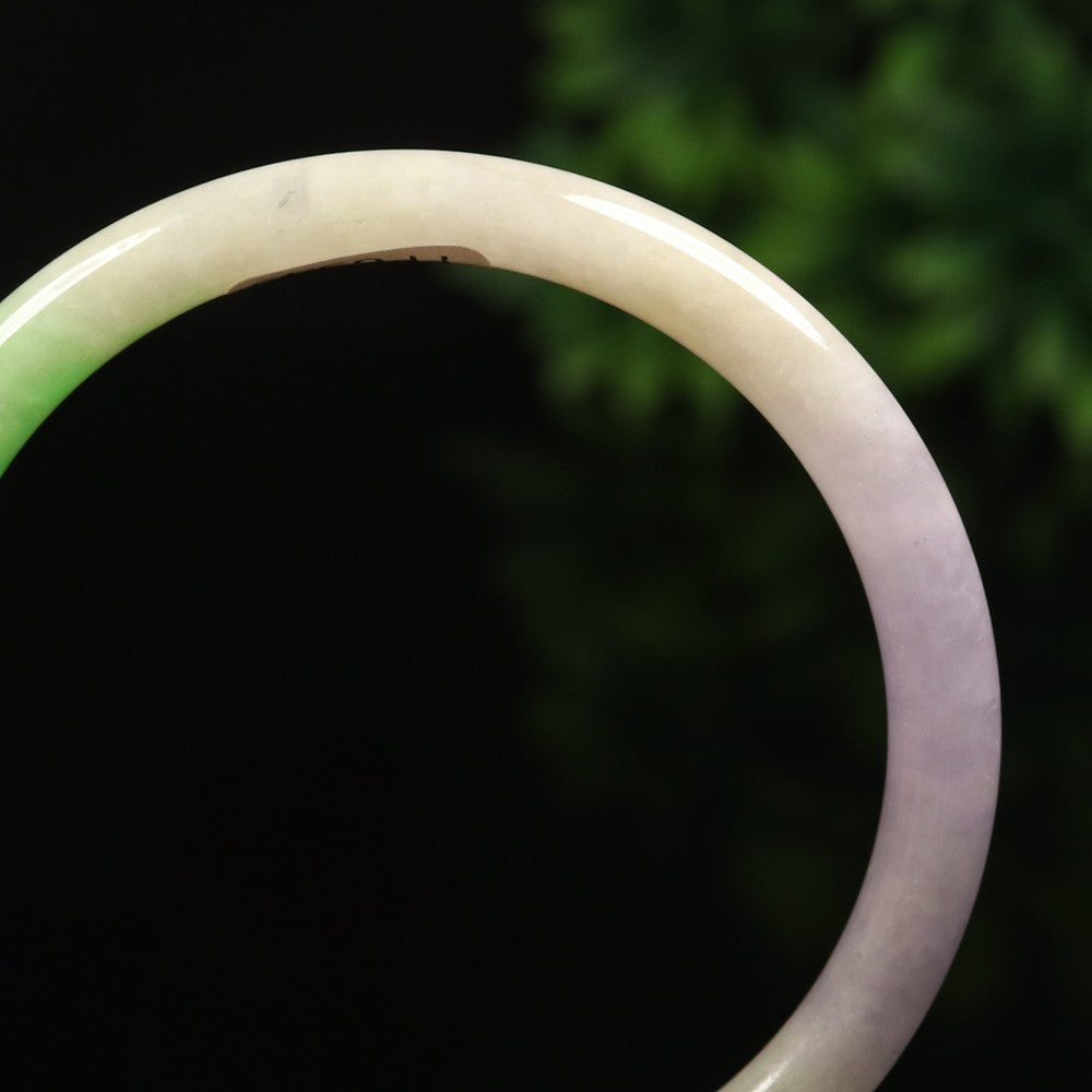 VINTAGE XS Jadeite Green/Lavender Jade Bangle Size 54 mm Round Princess Cut D151 - JazzyJewelbyAmina 