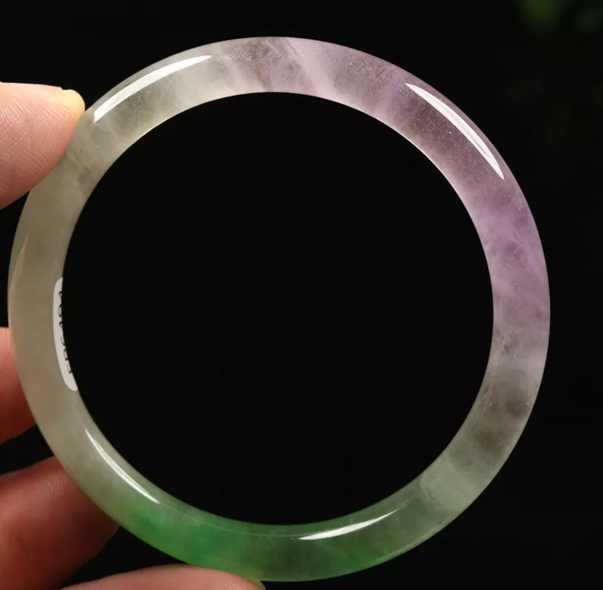 VINTAGE Small Jadeite Green/Lavender/White Icy Jade Bangle Size 56mm Round Princess Cut G041 - JazzyJewelbyAmina 